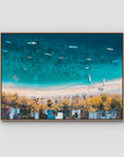 Gili T Boats - Art Print - Float Frame Canvas - Raw Oak - Landscape