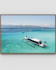 Gili T Longboat - Art Print - Float Frame Canvas - Raw Oak - Landscape