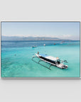 Gili T Longboat - Art Print - Float Frame Canvas - White - Landscape