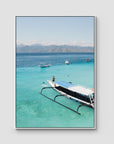 Gili T Longboat - Art Print - Float Frame Canvas - White - Portrait