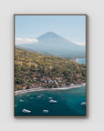 Amed & Mount Agung ii - Art Print - Float Frame Canvas - Raw Oak - Portrait