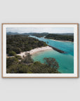 Torakina Beach Aerial - Brunswick Heads - Fine Art Print - Traditional Frame - Raw Oak - Landscape