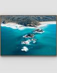 Broken Head Bombies - Byron Bay - Art Print - Float Frame Canvas - Raw Oak - Landscape