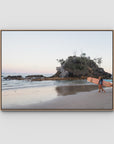 The Pass Early Morning - Byron Bay - Art Print - Float Frame Canvas - Raw Oak - Landscape
