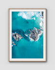 Broken Head Birds Eye - Byron Bay - Art Print - Traditional Frame - Raw Oak - Portrait