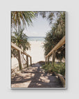 Wategos Stairs - Byron Bay - Art Print - Float Frame Canvas - White - Portrait
