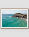 Cabarita Longboarder - Fine Art Print - Traditional Frame - Raw Oak - Landscape