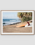 Single Fin Love - Crescent Head - Art Print - Traditional Frame - Raw Oak - Landscape