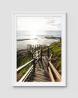 Champagne Pools Stairs - Fraser Island - Art Print - Traditional Frame - White - Portrait