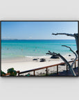 Coolangatta Bathing - Gold Coast - Art Print - Float Frame Canvas - Black - Landscape