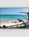 Coolangatta Bathing - Gold Coast - Art Print - Float Frame Canvas - Raw Oak - Landscape