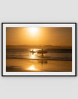 Snapper Rocks Sunset Paddle - Gold Coast - Art Print - Traditional Frame - Black - Landscape