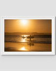 Snapper Rocks Sunset Paddle - Gold Coast - Art Print - Traditional Frame - White - Landscape
