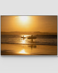 Snapper Rocks Sunset Paddle - Gold Coast - Art Print - Float Frame Canvas - White - Landscape