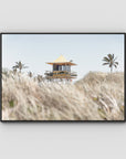 Life Guard Tower - Gold Coast - Art Print - Float Frame Canvas - Black - Landscape