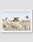 Life Guard Tower - Gold Coast - Art Print - Traditional Frame - White - Landscape