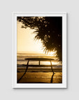 Burleigh Sun & Waves - Gold Coast - Art Print - Traditional Frame - White - Portrait