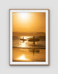 Snapper Rocks Sunset Paddle - Gold Coast - Art Print - Traditional Frame - Raw Oak - Portrait