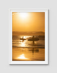Snapper Rocks Sunset Paddle - Gold Coast - Art Print - Traditional Frame - White - Portrait