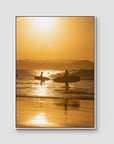 Snapper Rocks Sunset Paddle - Gold Coast - Art Print - Float Frame Canvas - White - Portrait
