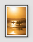 Snapper Rocks Sunset Paddle - Gold Coast - Art Print - Traditional Frame - Black - Portrait