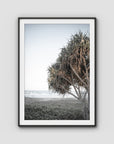 Pandanus By The Sea iii - Art Print - Traditional Frame - Black - Portrait