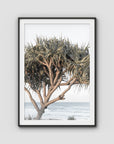 Pandanus By The Sea - Art Print - Traditional Frame - Black - Portrait