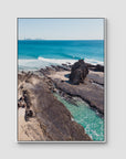 Currumbin Alley Rock Aerial - Gold Coast - Art Print - Float Frame Canvas - White - Portrait