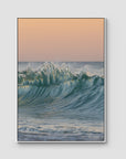 Wave Sunset Delight - Gold Coast - Art Print - Float Frame Canvas - White - Portrait