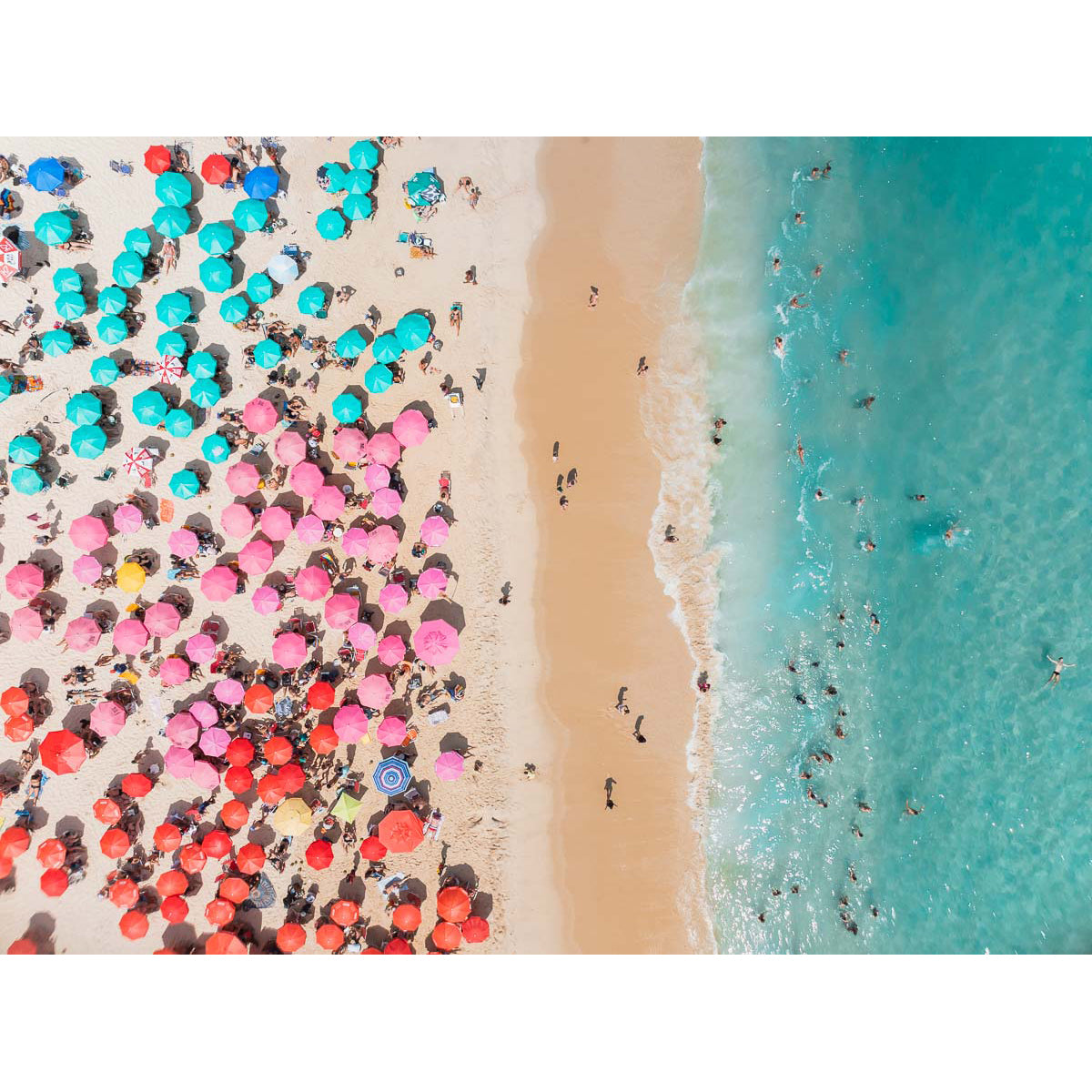 Ipanema Beach – Candy Umbrella Aerial Print - Tidaltones
