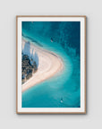 Humpy Island Turquoise - Keppel Islands - Art Print - Traditional Frame - Raw Oak - Portrait