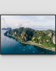 Koh Phi Phi Coastline - Art Print - Float Frame Canvas - Black - Landscape