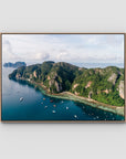 Koh Phi Phi Coastline - Art Print - Float Frame Canvas - Raw Oak - Landscape