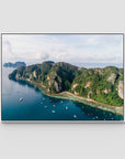 Koh Phi Phi Coastline - Art Print - Float Frame Canvas - White - Landscape