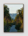 Hollywood Sign Palm Trees - Art Print - Float Frame Canvas - Raw Oak - Portrait
