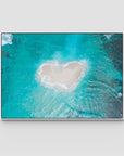 Love Heart Sand Bank - Mentawai - Art Print - Float Frame Canvas - White - Landscape