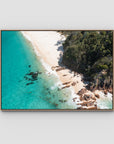 Shoal Bay Beach Corner - Port Stephens - Art Print - Float Frame Canvas - Raw Oak - Landscape