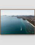 Port Stephens High Aerial - Art Print - Float Frame Canvas - Raw Oak - Landscape