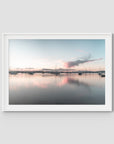 Corlette Boats Sunset - Port Stephens - Art Print - Traditional Frame - White - Landscape