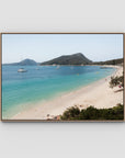 Shoal Bay Beach View - Port Stephens - Art Print - Float Frame Canvas - Raw Oak - Landscape