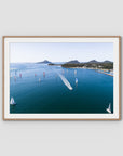 Nelson Bay Race Day - Port Stephens - Art Print - Traditional Frame - Raw Oak - Landscape