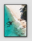 Shoal Bay Beach Corner - Port Stephens - Art Print - Float Frame Canvas - Black - Portrait