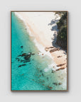 Shoal Bay Beach Corner - Port Stephens - Art Print - Float Frame Canvas - Raw Oak - Portrait