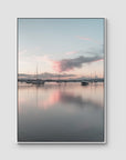 Corlette Boats Sunset - Port Stephens - Art Print - Float Frame Canvas - White - Portrait