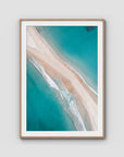 Fingal Spit Top Down - Port Stephens - Art Print - Traditional Frame - Raw Oak - Portrait