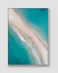 Fingal Spit Top Down - Port Stephens - Art Print - Float Frame Canvas - White - Portrait