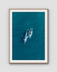 Whales Cruising - Art Print - Traditional Frame - Raw Oak - Portrait