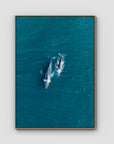 Whales Cruising - Art Print - Float Frame Canvas - Raw Oak - Portrait