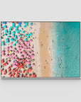 Ipanema Beach – Candy Umbrella Aerial Print - Float Frame Canvas - White - Landscape