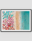 Ipanema Beach – Candy Umbrella Aerial Print - Traditional Frame - Black - Landscape